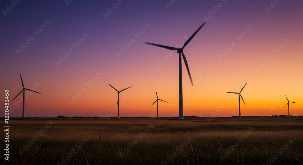 Wind Turbines Spinning On The Horizon Of A Wide, Arid Plateau Wind Turbines Spinning On The Horizon Of A Wide, Arid Plateau