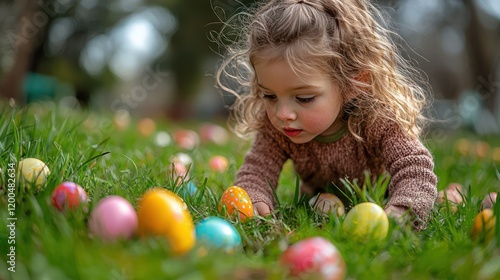 A creative Easter egg hunt with kids finding eggs disguised as everyday objects. photo