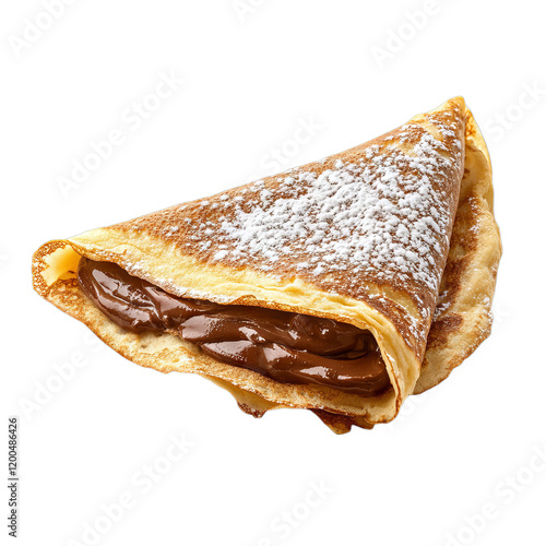 Decadent Chocolate-Filled Crepe Dusted with Powdered Sugar - A Sweet Delight for Breakfast or Dessert Lovers
