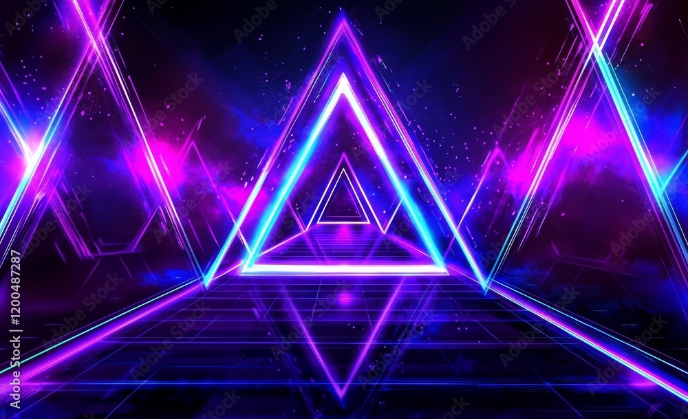 Eye-Catching Neon Triangles in Cool Blue and Purple Hues Eye-Catching Neon Triangles in Cool Blue and Purple Hues