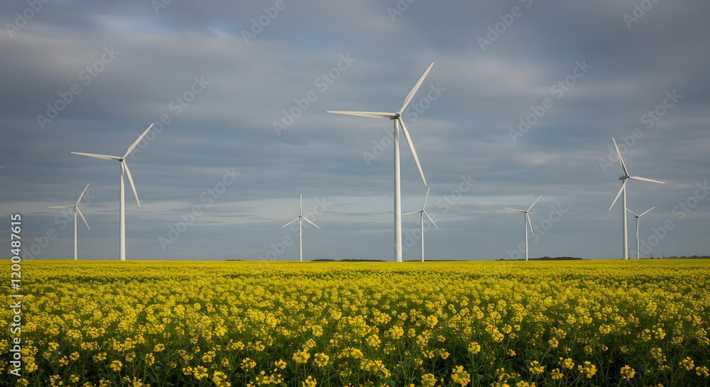 Wind Turbines Spinning On The Horizon Of A Wide, Arid Plateau Wind Turbines Spinning On The Horizon Of A Wide, Arid Plateau