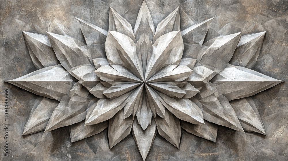 Naklejka premium Grey stone flower design, wall art, abstract background, home decor
