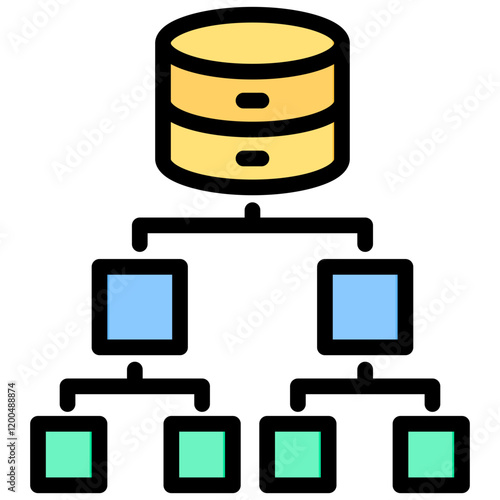 Data Architecture Outline Color Icon