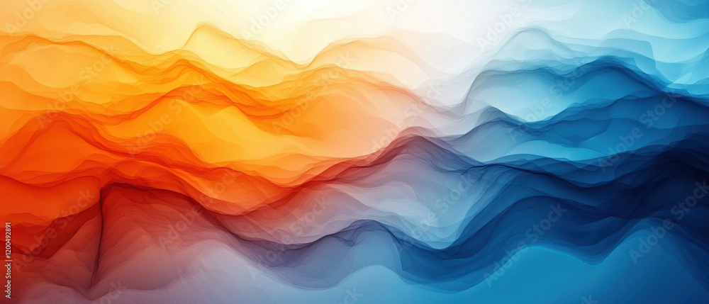 Vibrant abstract waves in orange and blue create dynamic background Vibrant abstract waves in orange and blue create dynamic background