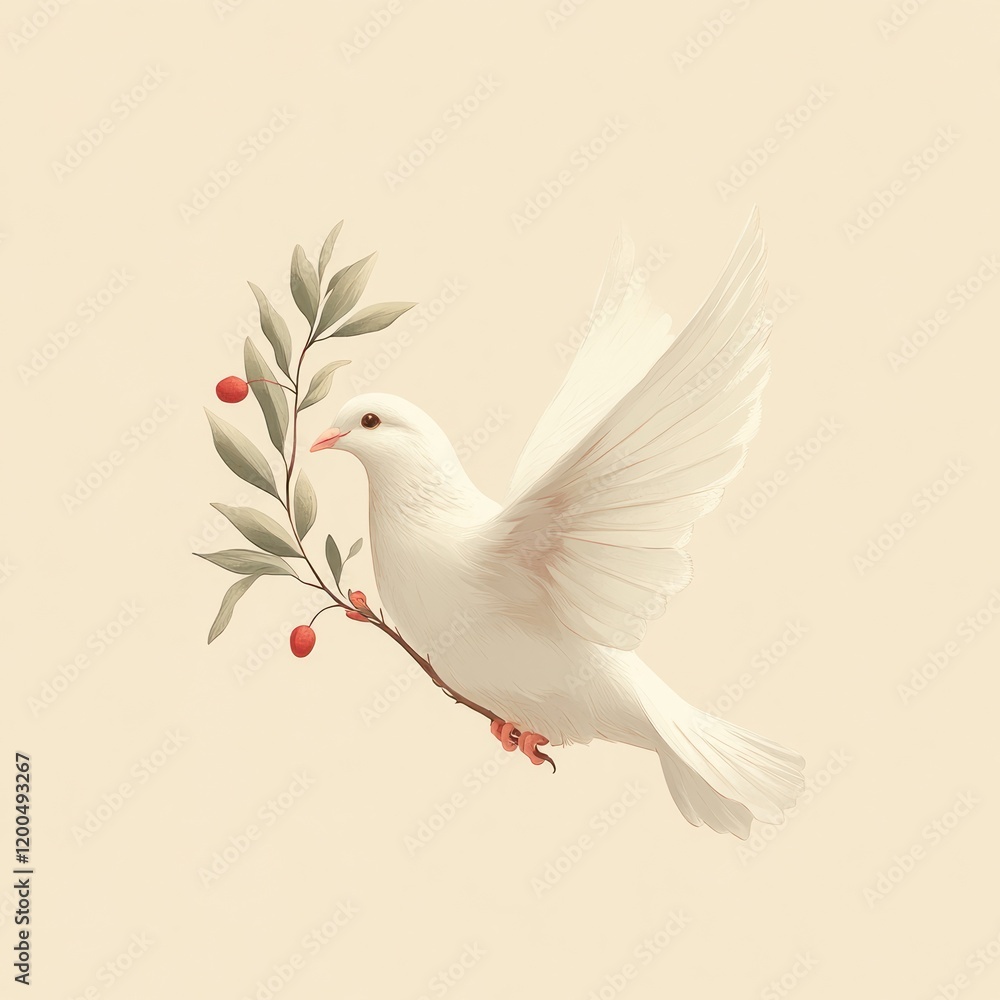 Dove with Olive Branch Minimalist Design for All Saints' Day Greeting Card Dove with Olive Branch Minimalist Design for All Saints' Day Greeting Card