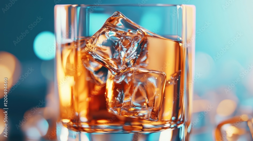 Close-up view of a glass filled with soda and ice cubes. Close-up view of a glass filled with soda and ice cubes.