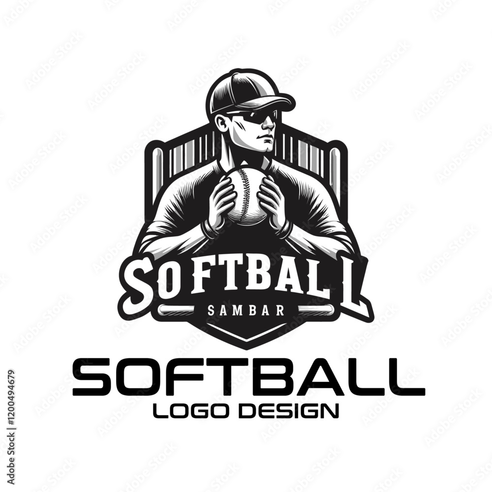Softball Vector Logo Design Softball Vector Logo Design
