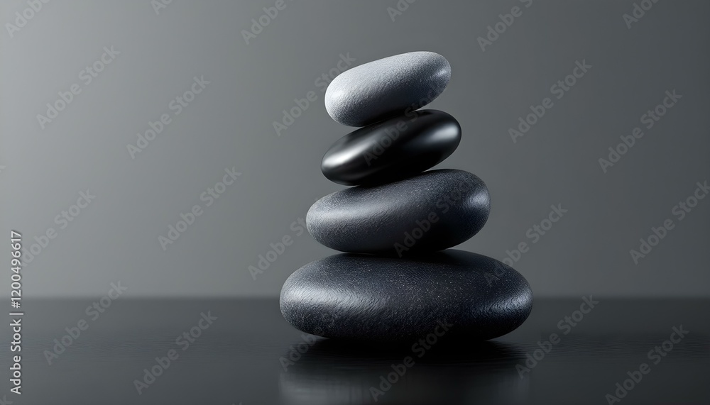 zen, stones, asymmetrical, stack, modern, matte, glossy, textures, polished, black, surface, reflections, subtle, gradient, gray, background, 8K, resolution, balance, harmony, calm, minimalist, zen, stones, asymmetrical, stack, modern, matte, glossy, textures, polished, black, surface, reflections, subtle, gradient, gray, background, 8K, resolution, balance, harmony, calm, minimalist,