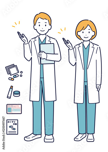 案内をする医師のイラスト＿全身