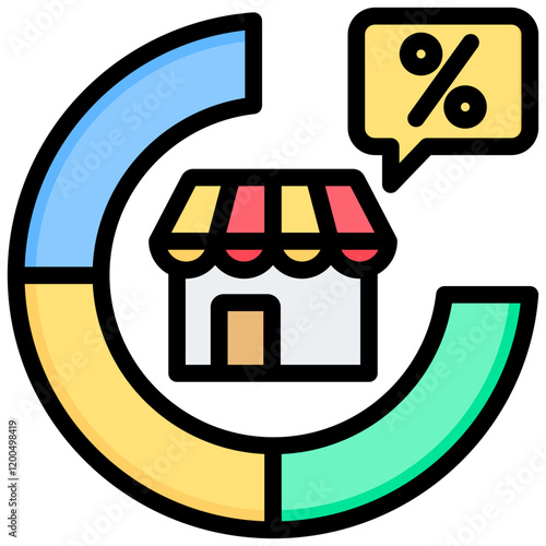 Market Penetration Outline Color Icon