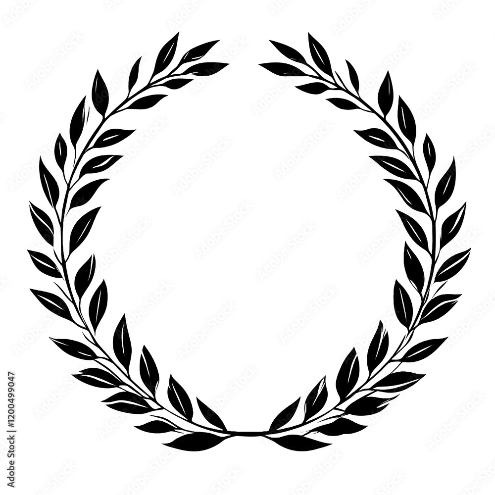 circular black illustration of Laurel wreath symmetrical vector illustration clean bold sharp lines thick black outlines with sharp detail no shading white backgrou circular black illustration of Laurel wreath symmetrical vector illustration clean bold sharp lines thick black outlines with sharp detail no shading white backgrou