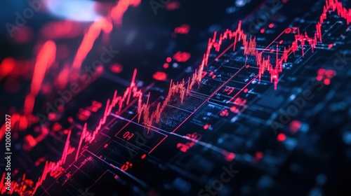 Wallpaper Mural Dynamic Stock Market Chart: Red Line Graph on Digital Screen Torontodigital.ca