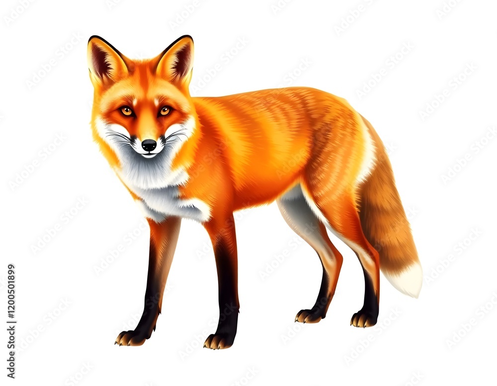 Graceful Red Fox on White Background Graceful Red Fox on White Background
