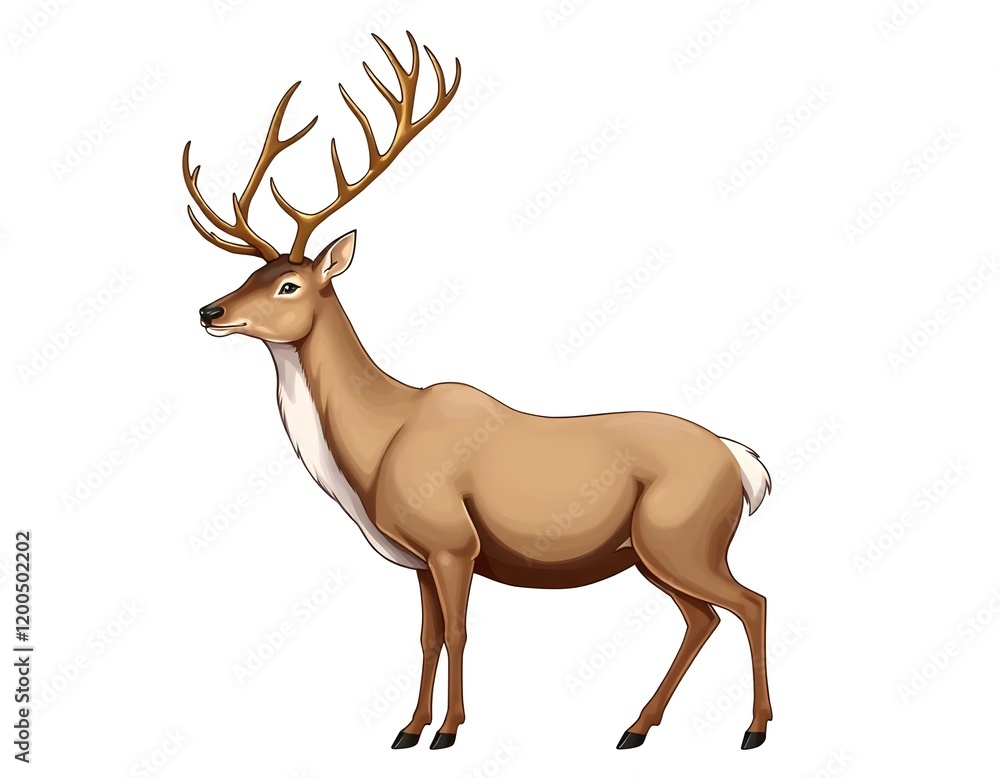 illustration of a reindeer with a majestic stance, isolated on a white background illustration of a reindeer with a majestic stance, isolated on a white background