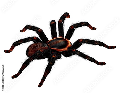 Tarantula Illustration Crawling on White Background photo