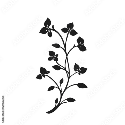 Illustration of an icon gorgeous stenciled flower tendrils Vector illustration the Icon is simply black on white background with no other colors simple graphic desi