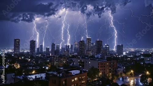 Wallpaper Mural Cityscape Lightning Storm Torontodigital.ca
