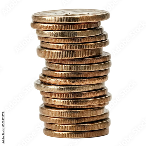 Golden Coin Stack Finance Wealth Money rich pile coins value isolated on transparent background, png