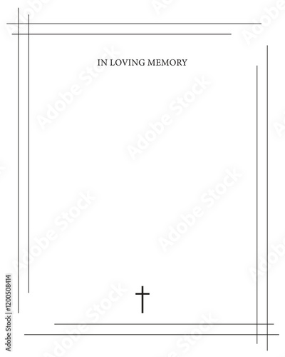 Funeral empty card. Empty card. Digital Funeral invitation with black church cross