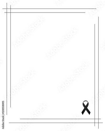 Funeral empty card. Empty card. Digital Funeral invitation with black ribbon