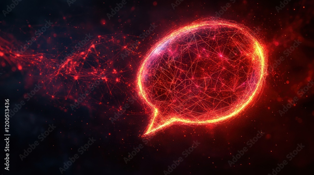 Obraz premium Fiery Digital Communication: Abstract Speech Bubble