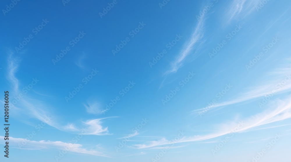 Blue sky background with white clouds. Clear calm cloudy sky. Vivid landscape with horizon skyline Blue sky background with white clouds. Clear calm cloudy sky. Vivid landscape with horizon skyline