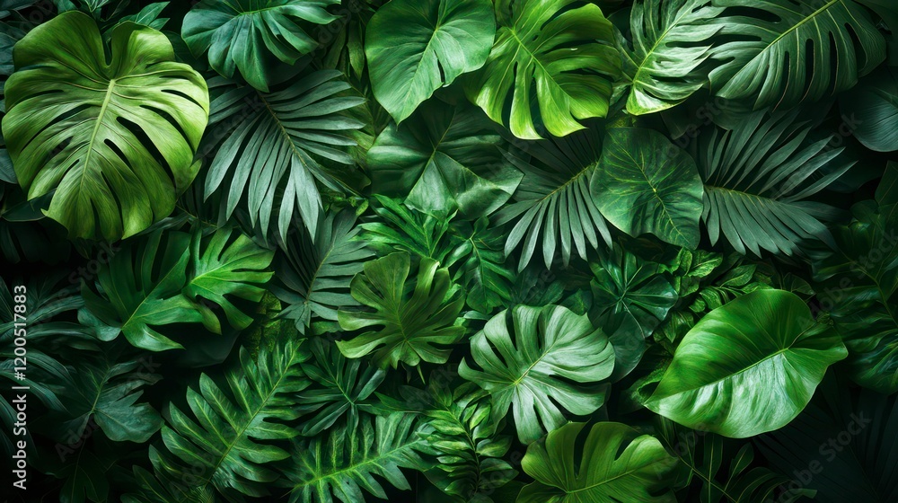 a lush green tropical leaves frame on a dark textured background creating a vibrant nature-inspired design with rich contrasting tones a lush green tropical leaves frame on a dark textured background creating a vibrant nature-inspired design with rich contrasting tones