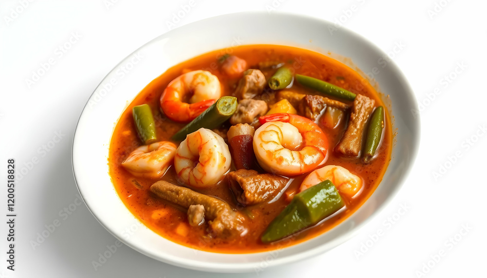Delicious and Flavorful Seafood and Meat Dish with Shrimp, Green Peppers, and Spices Delicious and Flavorful Seafood and Meat Dish with Shrimp, Green Peppers, and Spices