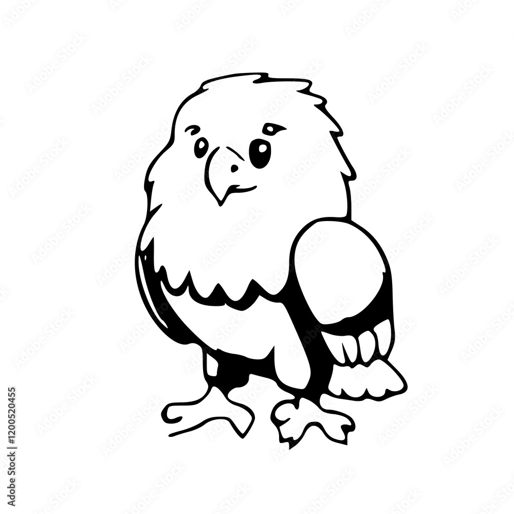 Cartoon of Duck, Black & White Cartoon of Duck, Black & White
