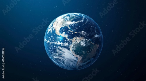 Fototapeta Naklejka Na Ścianę i Meble -  a digital representation of the earth glowing with network connections in a blue futuristic design, symbolizing global communication