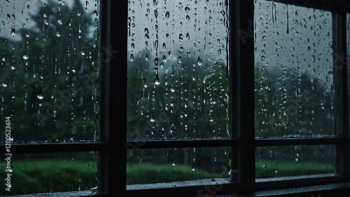 window in the rain