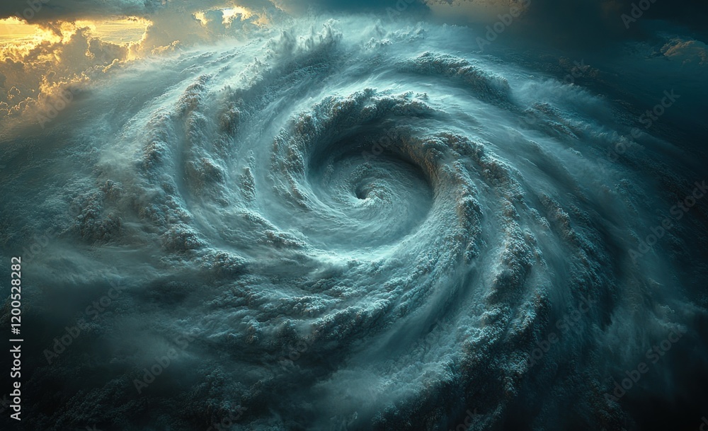 Cyclone Swirl Over Ocean Storm Hurricane Typhoon Tropical Weather View from Above Cyclone Swirl Over Ocean Storm Hurricane Typhoon Tropical Weather View from Above