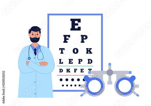 Eyesight examination with ophthalmic trial frame
