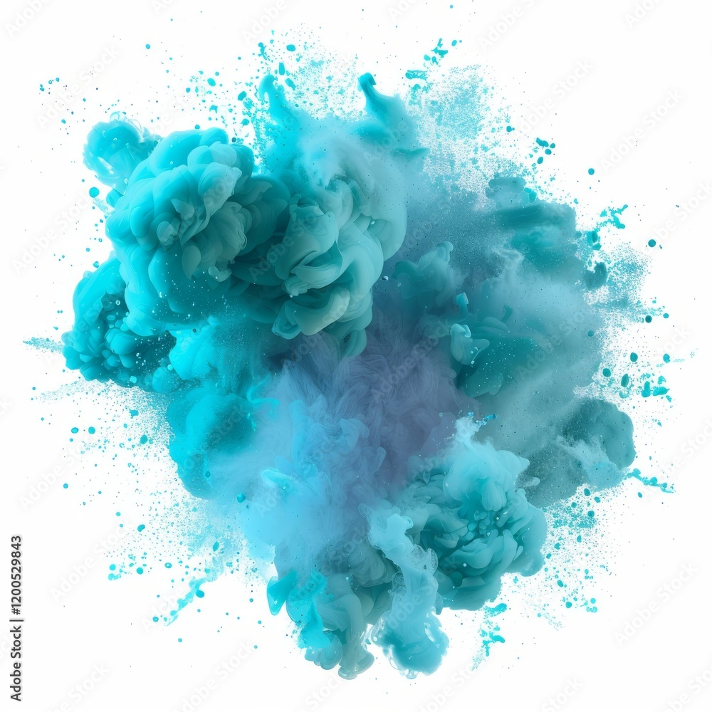 A colorful smoke burst, cyan blue and teal A colorful smoke burst, cyan blue and teal