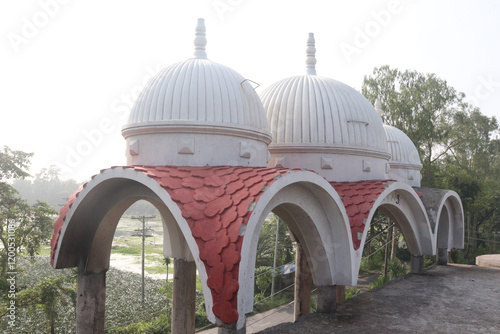 Temple top roof view with nature photo