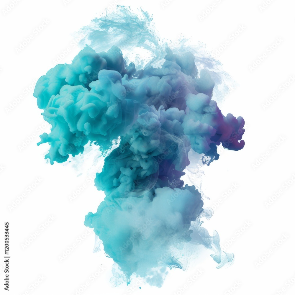 A colorful smoke burst, cyan blue and teal A colorful smoke burst, cyan blue and teal