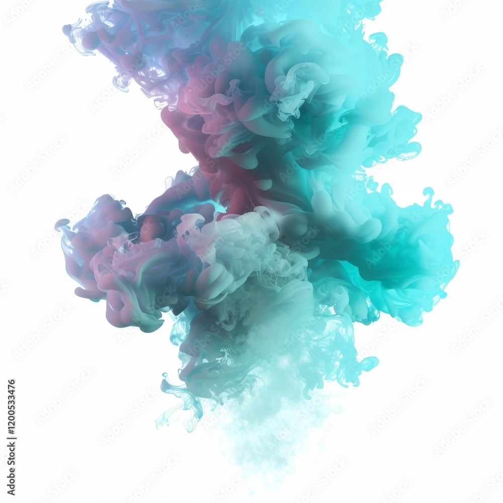 Fototapeta premium A colorful smoke burst, cyan blue and teal