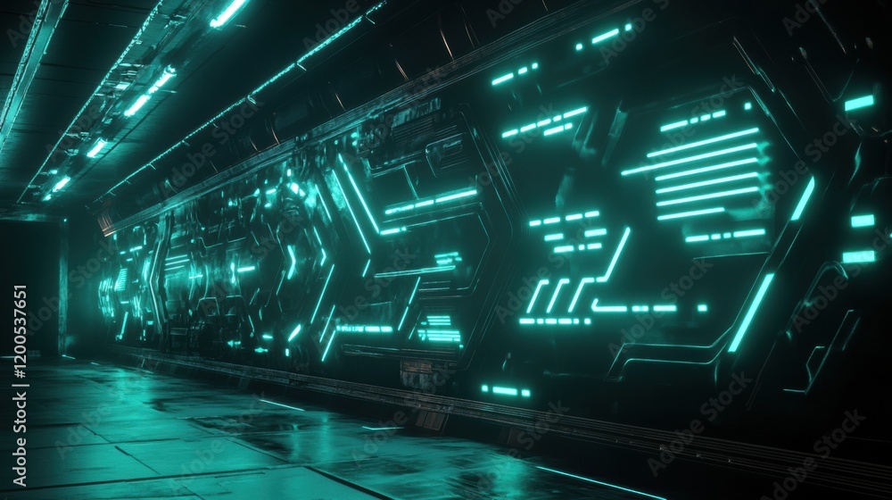 Strong glowing wall providing protection against viruses in a futuristic environment. Generative AI Strong glowing wall providing protection against viruses in a futuristic environment. Generative AI