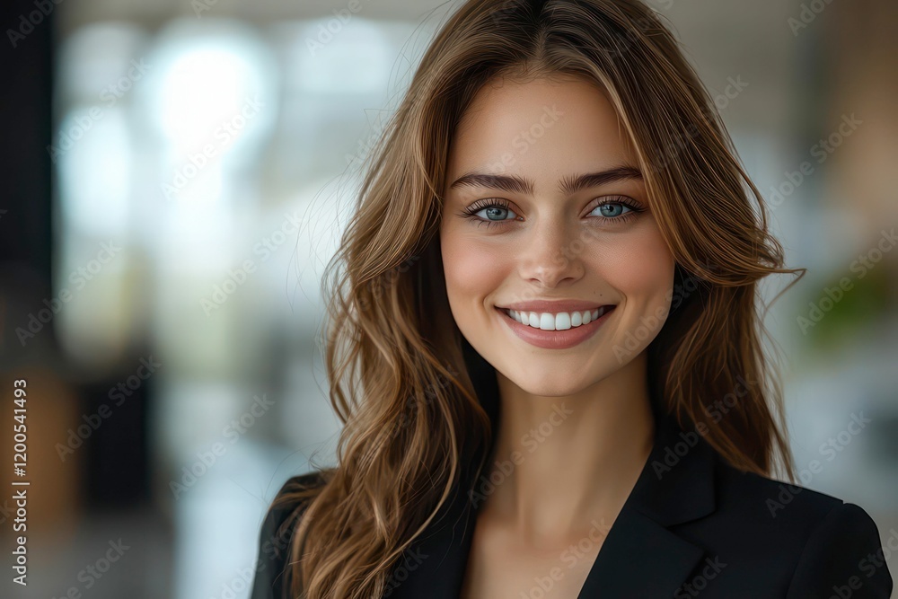 professional woman smiling confidently, wearing a black blazer, natural makeup, warm expression, poised and elegant, portrait with neutral background. professional woman smiling confidently, wearing a black blazer, natural makeup, warm expression, poised and elegant, portrait with neutral background.