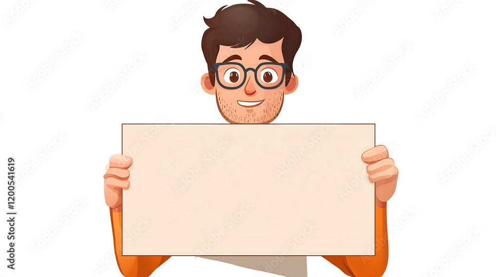 Distracted man with a blank sign on transparent background Distracted man with a blank sign on transparent background