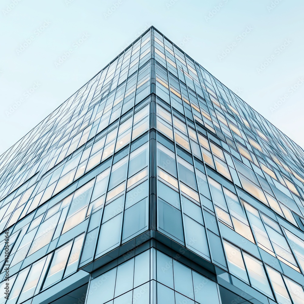 modern minimalist building with grid windows, clean lines, light facade, clear blue sky background, and urban architectural design. modern minimalist building with grid windows, clean lines, light facade, clear blue sky background, and urban architectural design.