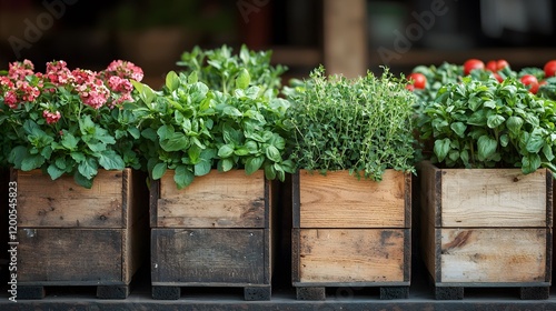 Gardening Flowers and Herbs Urban Balcony Plant Arrangement Greenhouse Close-Up Sustainable Living