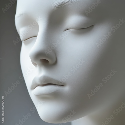 Wallpaper Mural minimalist sculpture of a serene face with closed eyes, smooth white texture, elegant expression, artistic and calming design. Torontodigital.ca
