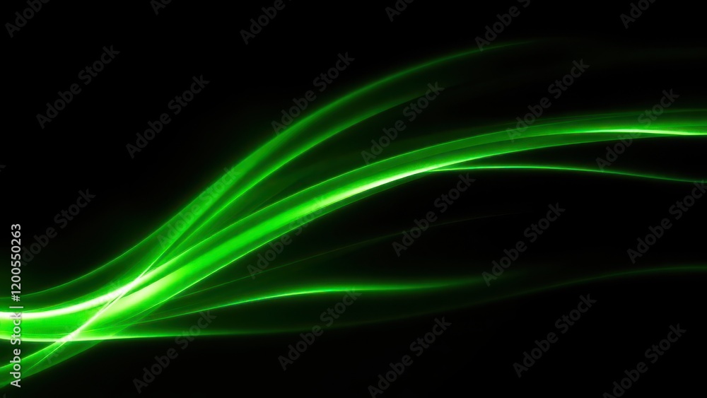 a green wave of light on a black background, vivid green lasers a green wave of light on a black background, vivid green lasers