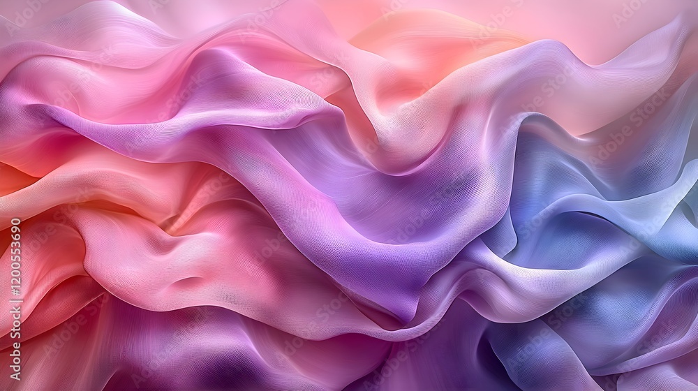 Fototapeta premium captures the flowing, translucent fabric-like forms and the vibrant interplay of colors in the image.