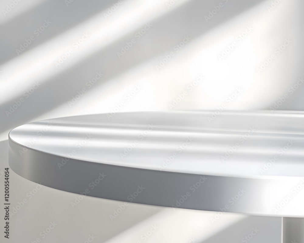 White Circular Table with Sunlight Shadows White Circular Table with Sunlight Shadows