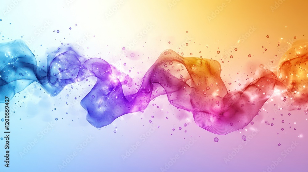 Abstract colorful smoke wave with glowing particles. Abstract colorful smoke wave with glowing particles.