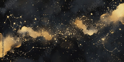 Golden Constellations Adorn a Dark Celestial Canvas