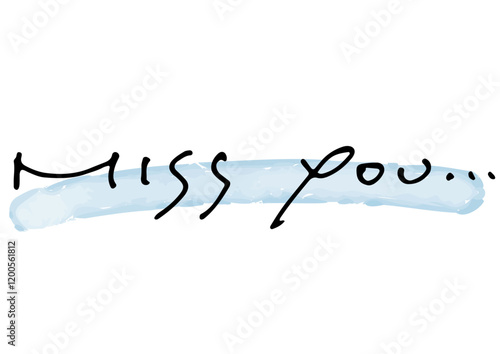 手書き文字素材。英語のメッセージ「miss you」