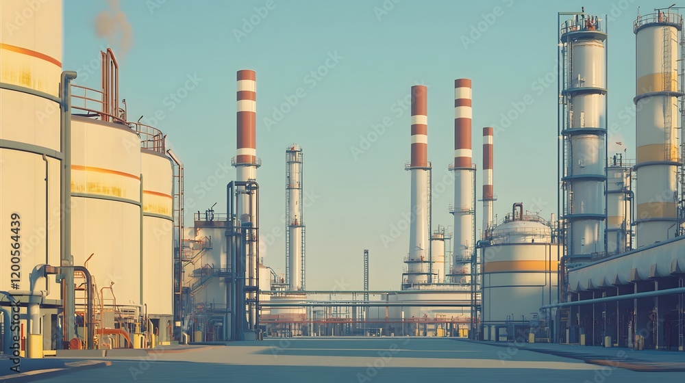 Obraz premium Industrial Refinery Complex Daytime View